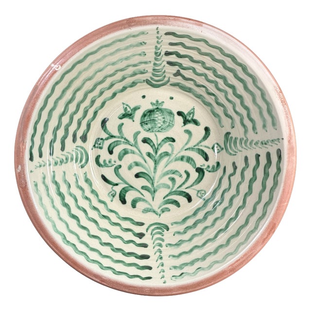 Large Spanish Fajalauza Ceramic Lebrillo Bowl For Sale