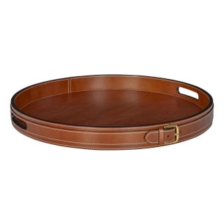 Maitland-Smith Leather Buckle Tray For Sale