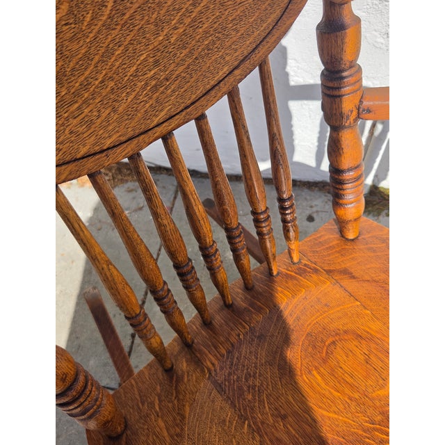 Wood 1890s Antique Oak Victorian Rocking Chair Larger Seat For Sale - Image 7 of 12