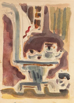 'Still Life With Pot-Belly Stove' by Victor DI Gesu, California, Paris, Louvre, San Francisco Art Association, Los Angeles County Museum of Art