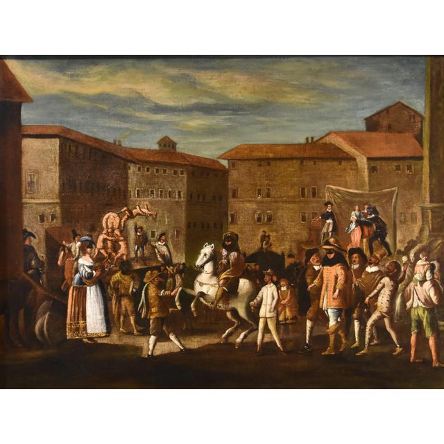 Workshop of Michelangelo Cerquozzi, Carnevale a Roma in Piazza Navona, 1650, Oil on Canvas For Sale - Image 14 of 14