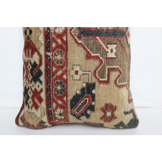Antique Handmade Double-Knotted Tribal Rug Lumbar Pillow Cover, 16" X 24" For Sale - Image 9 of 10