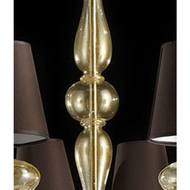 Contemporary Contemporary Modern Gold Murano Glass Chandelier For Sale - Image 3 of 7