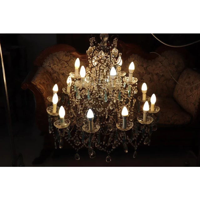 Large Crystal Chandelier with 18 Bulbs, 1930s For Sale - Image 11 of 12