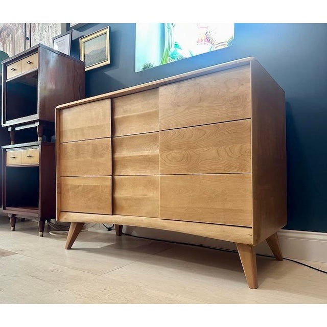 Restored 3 drawer lowboy dresser by Heywood Wakefield Co of Gardiner Mass. Referred to as model M571 produced for a very...