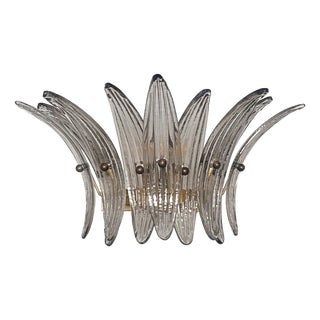 Vintage Smoked Glass Palmette Wall Lights, 1990s, Set of 2 For Sale