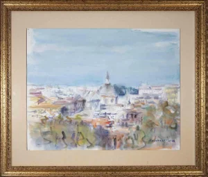Alfonso Avanessian, View of Rome, Original Oil on Canvas, 1990s, Framed