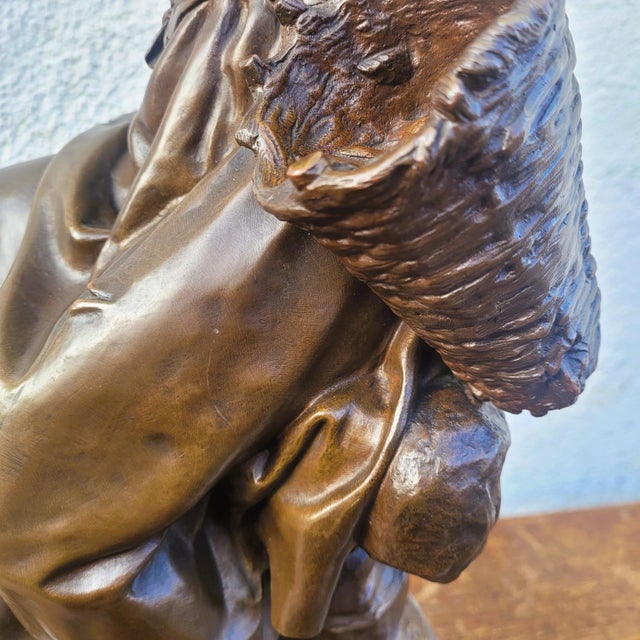 Late 19th Century Bronze & Marble Sculpture by Moreau Mathurin, 1800s For Sale - Image 9 of 18