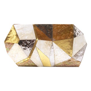 Vivienne Faceted Minaudiere in Gold / Silver/ White For Sale