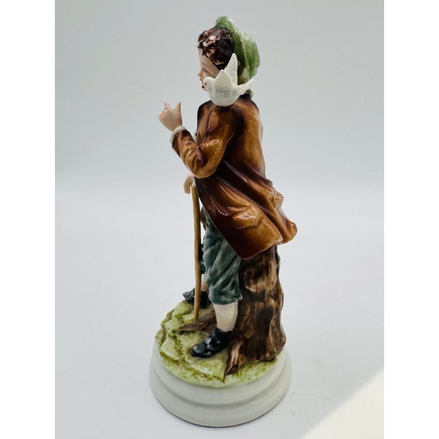 Vintage Lefton Porcelain Figurines Boy and Girl With Doves and Holding Bird Cages #Kw4045 For Sale - Image 10 of 14