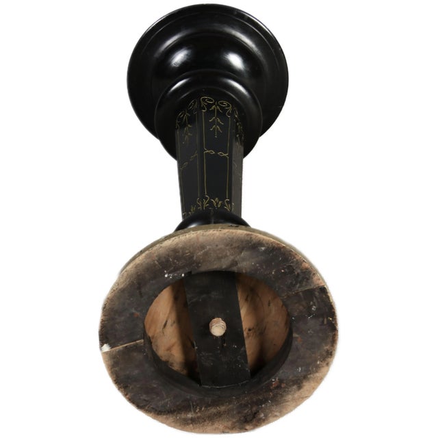 Wood Antique Art Nouveau Floral Column in Black Gold, 1900 For Sale - Image 7 of 18