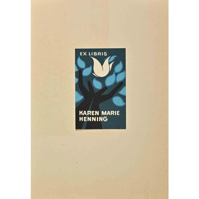 Ex Libris - Karen Marie Henning is an Artwork realized in Mid 20th Century by the Danish author Walther Lehmann. Color...