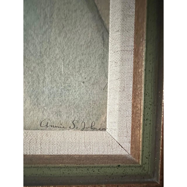 Antique Watercolor Painting, Portrait of Sitting Woman by Annie S. Johnson, Framed For Sale - Image 4 of 9