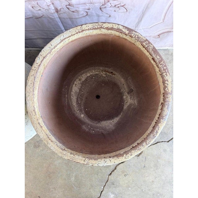 Pair of Large 20th Century Pitted Limestone-Finish Terra Cotta Planters For Sale - Image 4 of 14