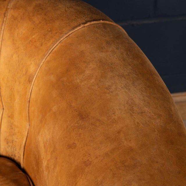 20th Century Dutch Two Seater Sheepskin Leather Sofa For Sale - Image 13 of 18