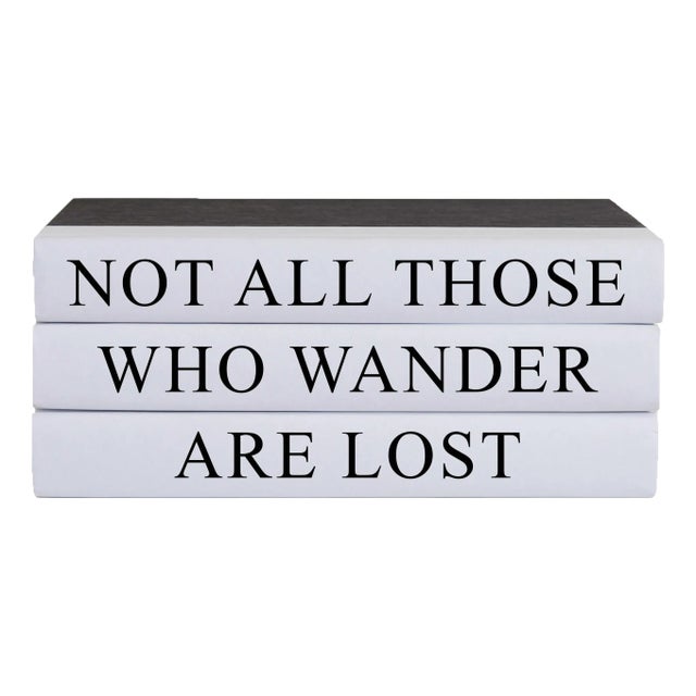Decorative Books - Quote Book Stack - "Not All Those Who Wander" For Sale