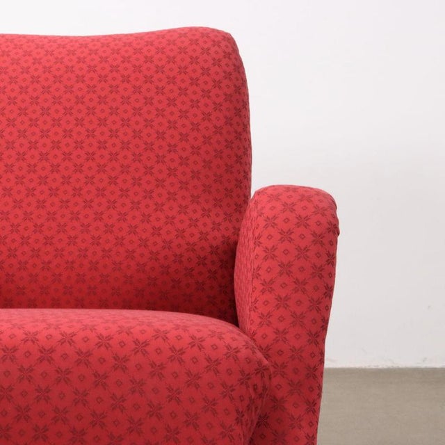 Vintage Italian Lounge Chair in Fabric and Wood, 1950s For Sale - Image 4 of 9