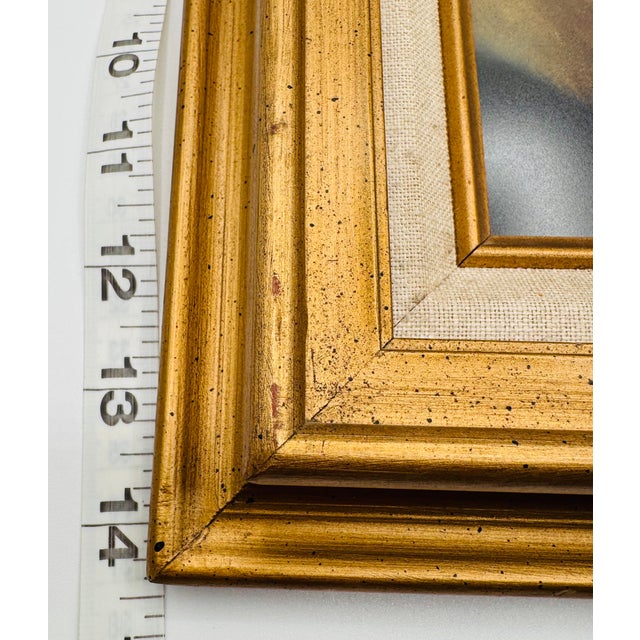 Vintage Gold Framed Pastel Painting of Palomino Mare Horse W/ Foal Equestrian Art For Sale - Image 10 of 15