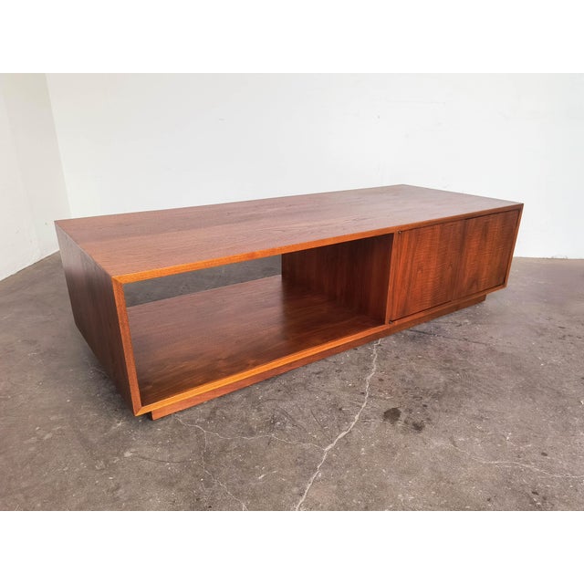Mid-Century Modern 1960s Mid-Century Modern Minimal Walnut Cabinet Coffee Table For Sale - Image 3 of 8