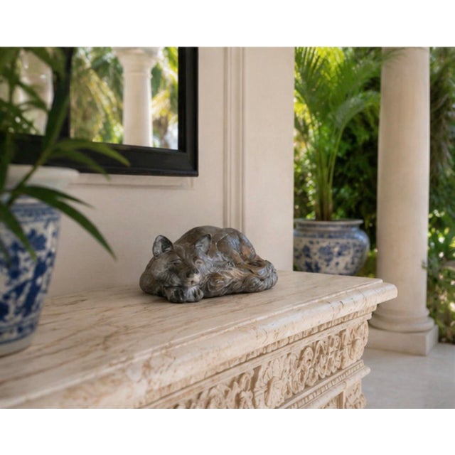 Gray Vintage Cast Iron Sleeping Fox Statue For Sale - Image 8 of 12