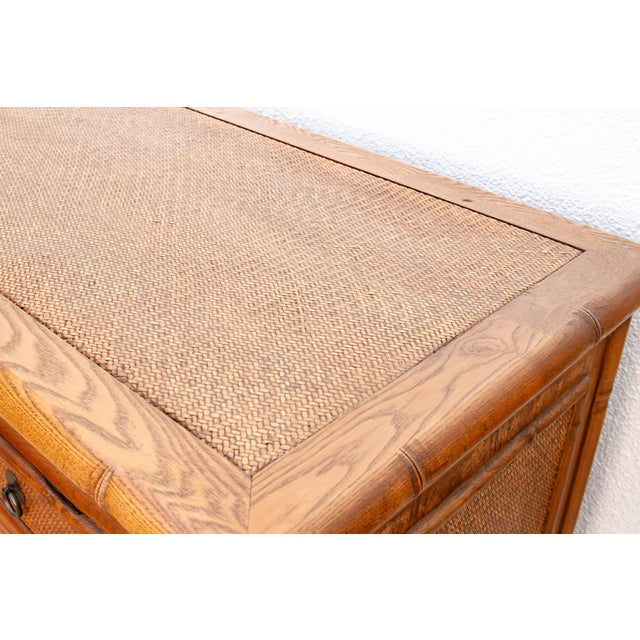 Mid 20th Century 20th Century Faux Bamboo & Cane 6-Drawer Dresser For Sale - Image 5 of 10