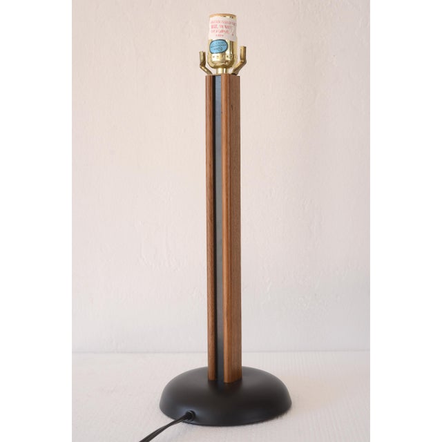 Brown Vintage Danish Modern Teak & Black Metal Table Lamp For Sale - Image 8 of 13