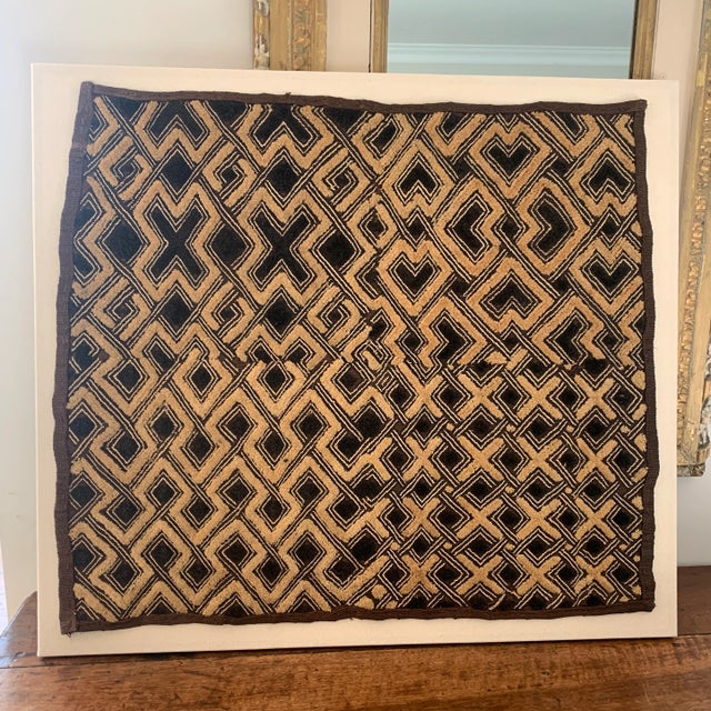 Textile Mid 20th Century Mounted African Kuba Cloth Textile Panel For Sale - Image 7 of 7