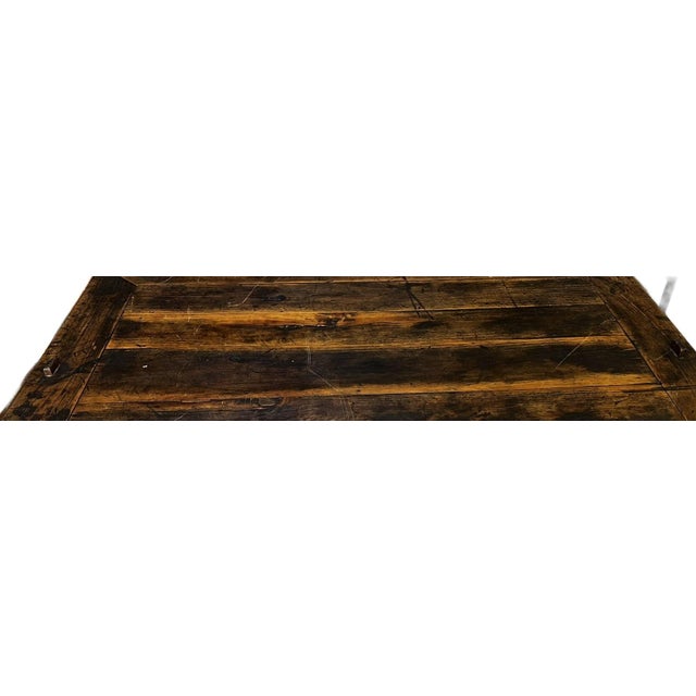 Brown Antique Rectangular Table With Original Patina For Sale - Image 8 of 9