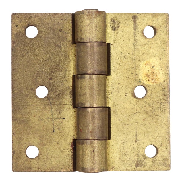 Vintage 2 X 2 In. Brushed Brass Cabinet Hinge For Sale