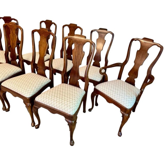 Set Of Eight Henredon Aston Court Dining Room Chairs circa 1980s. Newly reupholstered in classic neutral fabric. Maker’s...