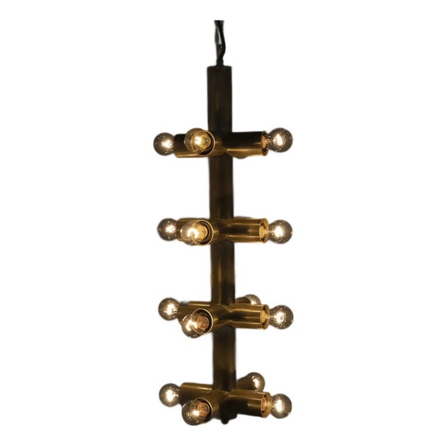 NOIR Axe Chandelier, Metal with Brass Finish For Sale