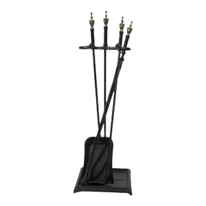 4 Pc. Vintage Brass and Iron Fireplace Tool Set