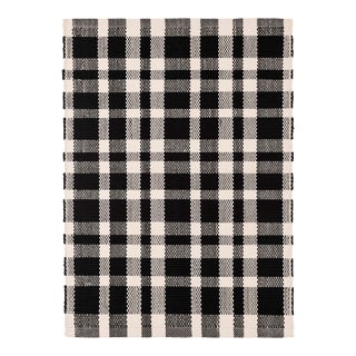 Dash & Albert by Annie Selke Tattersall Black Indoor/Outdoor Rug, 2'6" x 18' For Sale