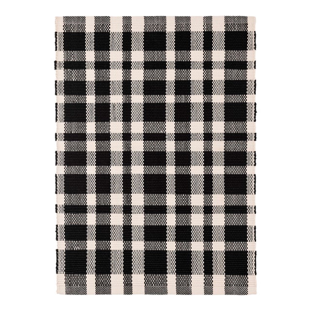 Dash & Albert by Annie Selke Tattersall Black Indoor/Outdoor Rug, 2'6" x 18' For Sale