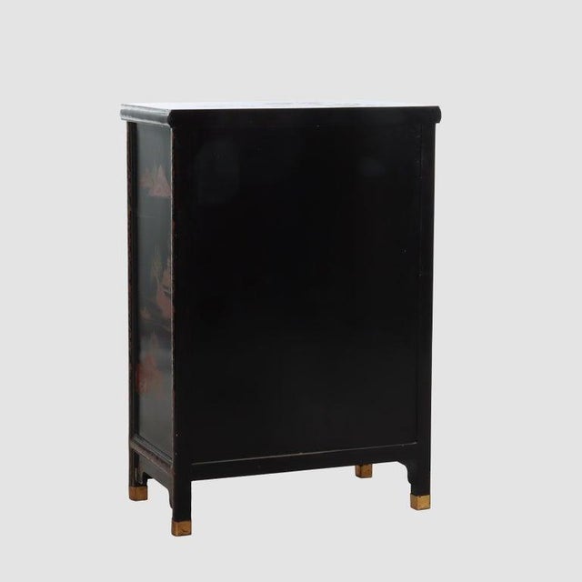 Early 20th Century Chinese Ebonized & Gilt Credenza With Figural & Floral Soap Stone Inlay 20thC For Sale - Image 11 of 17