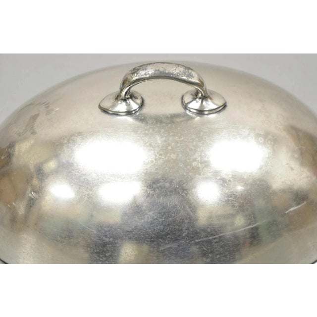 Antique Lexington Silver Plated Edwardian Oval Small Serving Platter Lid Dome For Sale - Image 4 of 11