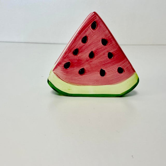 1980s Vintage Americana Boho Chic Arts & Crafts Trompe L’Oeil Watermelon Napkin/Letter Holder. For Sale - Image 4 of 12