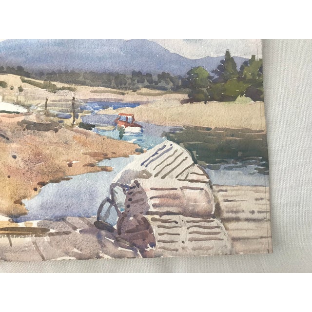 Charles H. Richert Lobster Boat With Traps in Maine Painting | Chairish