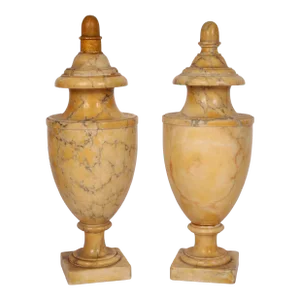 Pair of Sienna Marble Urns