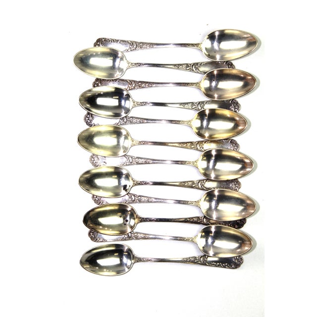 Silver Antique Solid Silver Soup Spoons, 1900s, Set of 12 For Sale - Image 8 of 8