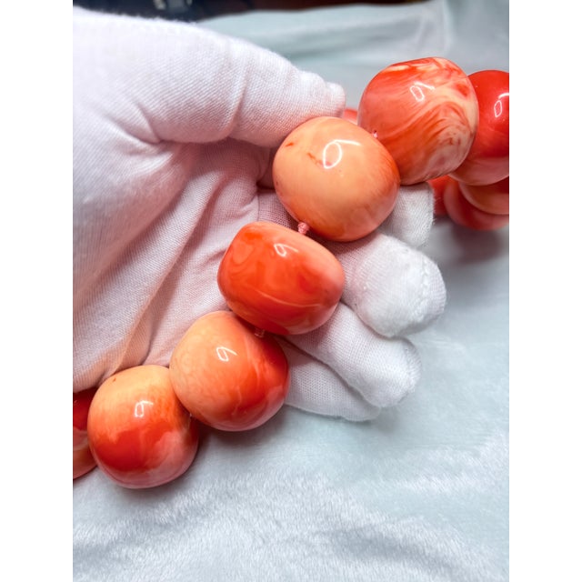 1990s Vintage Kenneth Lane Signed Faux Coral Statement Necklace, Large Chunky Beads For Sale - Image 5 of 7