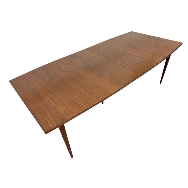 Mid-Century Modern Banquet Size Walnut Dining Table For Sale - Image 9 of 13