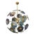 Sputnik Style Chandelier Featuring Multicolor Acid Etched Glass Disks For Sale