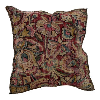 Pillow W/Antique Persian Rug Fragment, 1'4 X 1'4 For Sale