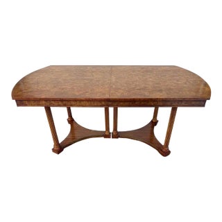 Vintage Art Decor Burled Wood Dining Table With 2 Leaves. For Sale