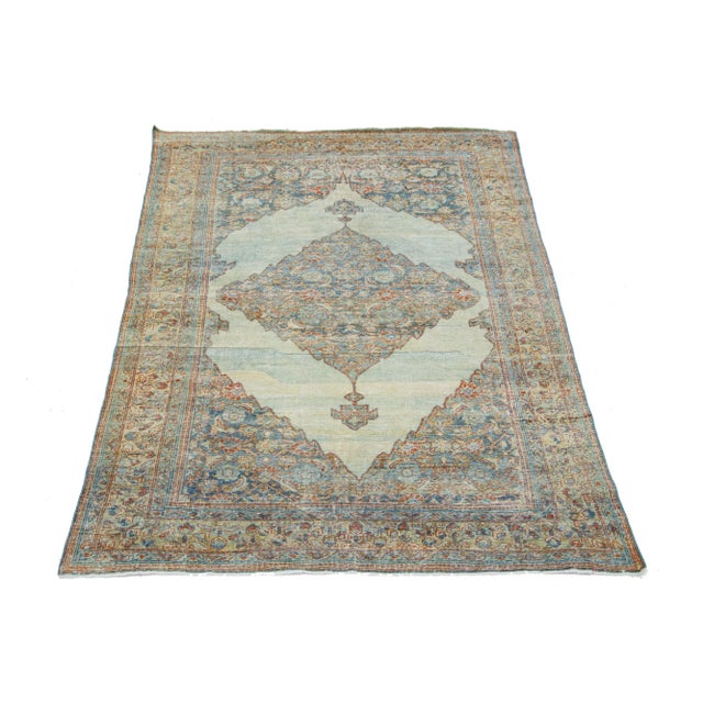 Blue Antique Mahal Handmade Wool Rug With Allover Pattern For Sale - Image 4 of 9