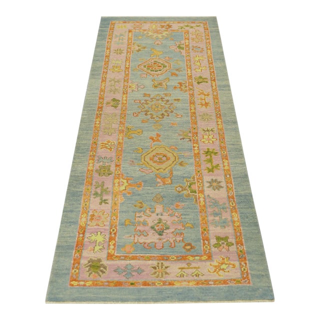Modern Turkish Oushak Rug 3' x 8'6" For Sale