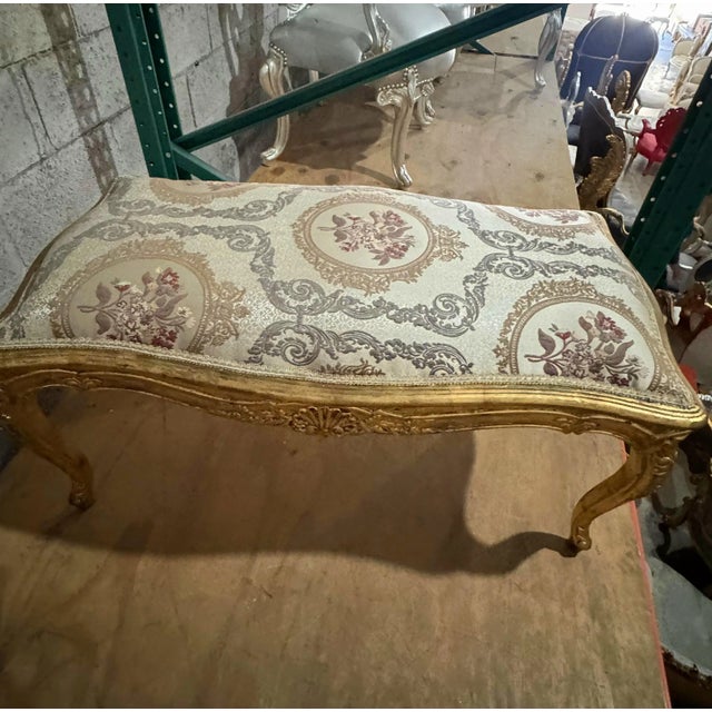 Bench French Style With Gold Leaf Details For Sale - Image 4 of 6