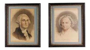 Late 19th Century Antique Currier & Ives George and Martha Washington Prints - A Pair