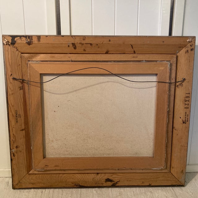 Mid-Century Coastal Dune Seascape Oil Painting in Substantial Wood Frame - Signed Lionel For Sale - Image 11 of 12